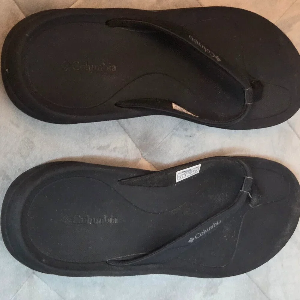 Columbia Black Flip Sandals, Men's Size‎ 8